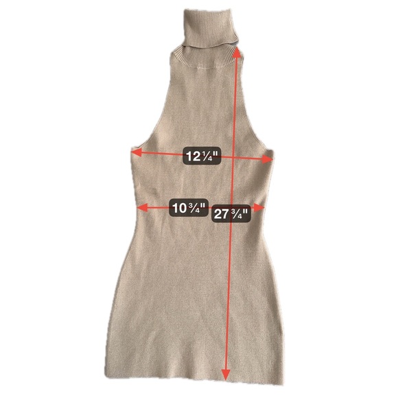 MESHKI Sia Beige Ribbed Knit Halter Mini Dress Turtleneck Oatmeal Size Small S - Picture 4 of 8